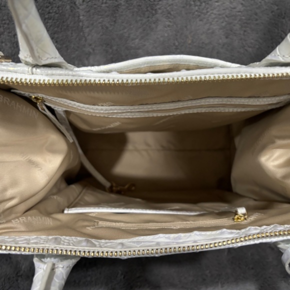 Brahmin Crocodile Caroline Leather Satchel Bag-White - Picture 5 of 7